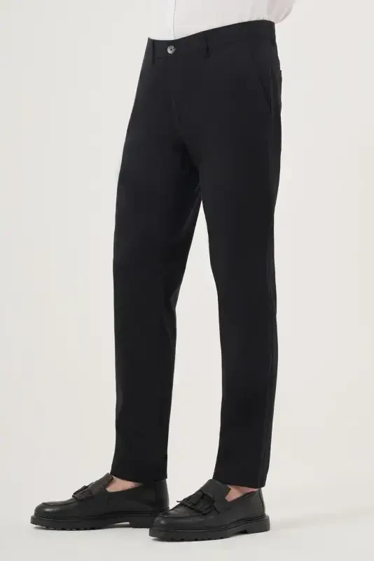 Modazone Men's Black Summer Cotton Side Pocket Slim Fit Chino Trousers - 2