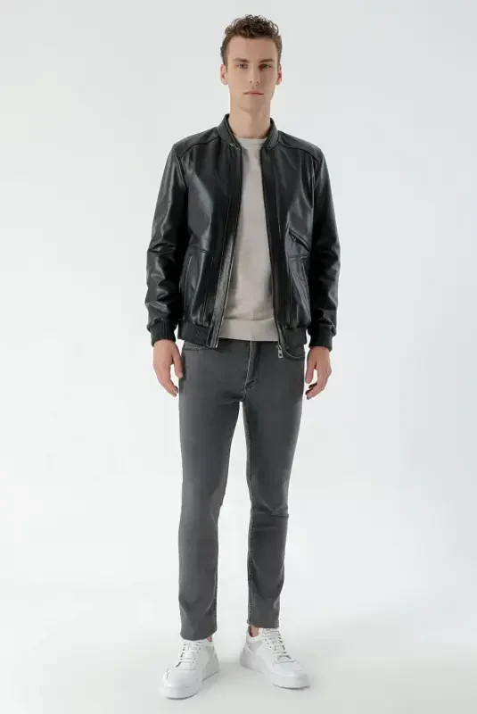 Modazone Men's Black Toledo Elasticated Leather Jacket - 5