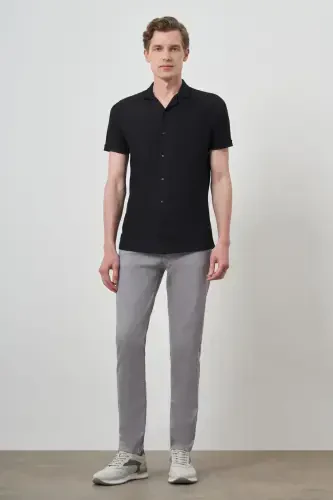 Modazone Men's Black Trend Apache Collar Short Sleeve Shirt - MORVEN (1)