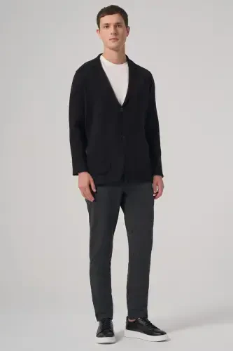 Modazone Men's Black Trend Classic Collar Front Buttoned Cardigan - 4