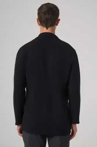 Modazone Men's Black Trend Classic Collar Front Buttoned Cardigan - 5