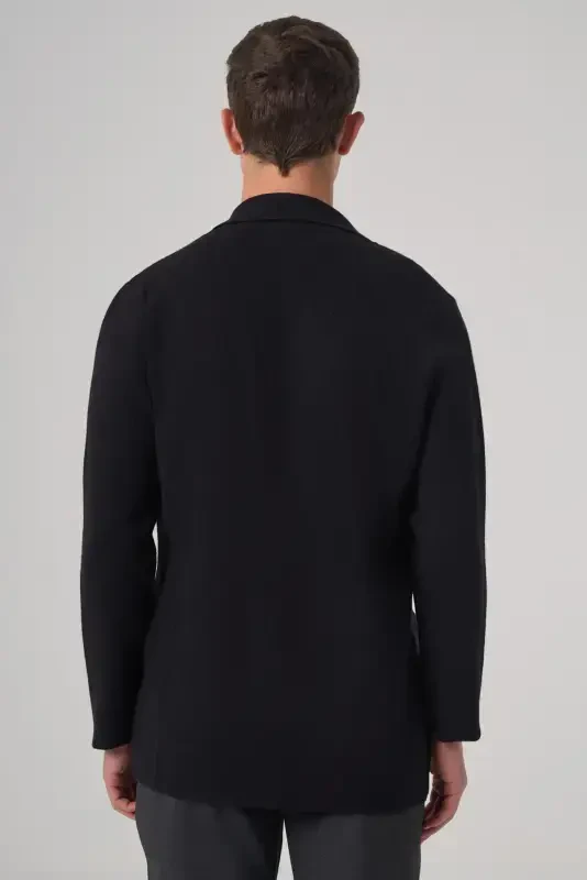 Modazone Men's Black Trend Classic Collar Front Buttoned Cardigan - 5