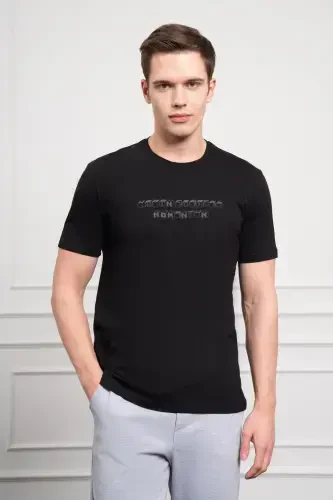 Modazone Men's Black Trend Crew Neck Dynamic Fit Cotton T-Shirt - 3