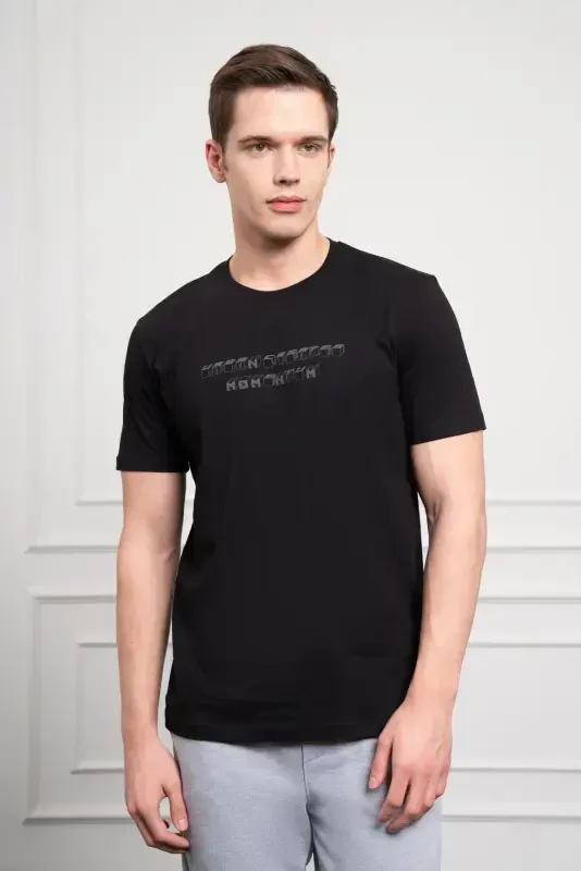 Modazone Men's Black Trend Crew Neck Dynamic Fit Cotton T-Shirt - 4
