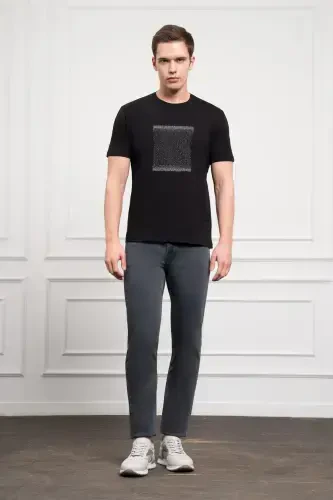 Modazone Men's Black Trend Crew Neck Dynamic Fit Cotton T-Shirt - MORVEN (1)