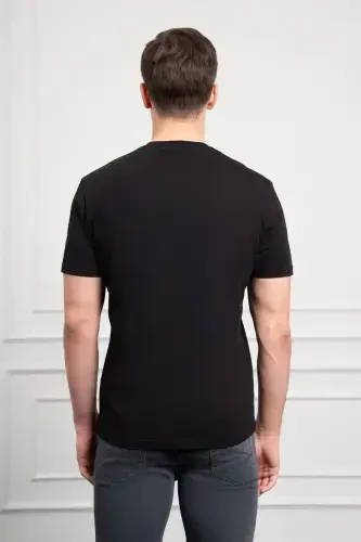 Modazone Men's Black Trend Crew Neck Dynamic Fit Cotton T-Shirt - 5