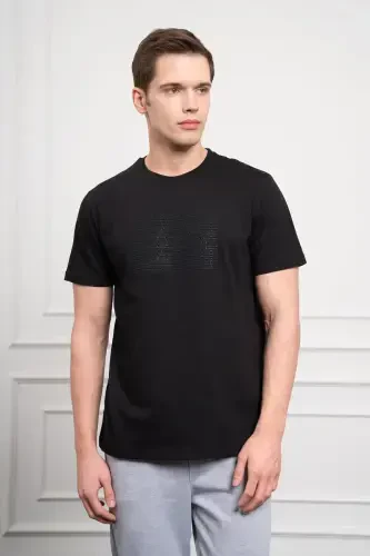 Modazone Men's Black Trend Crew Neck Dynamic Fit Cotton T-Shirt 