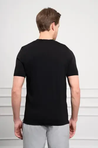 Modazone Men's Black Trend Crew Neck Dynamic Fit Relaxed Fit Rayon T-Shirt - 5