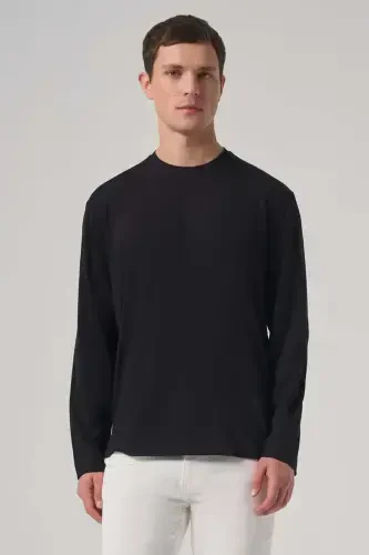 Modazone Men's Black Trend Crew Neck Rayon Sweatshirt 