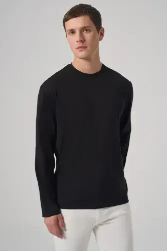 Modazone Men's Black Trend Crew Neck Rayon Sweatshirt - 3
