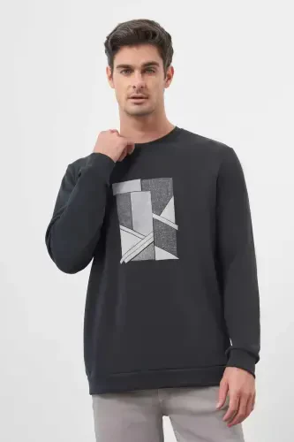 Modazone Men's Black Trend Crew Neck Sweatshirt - 3
