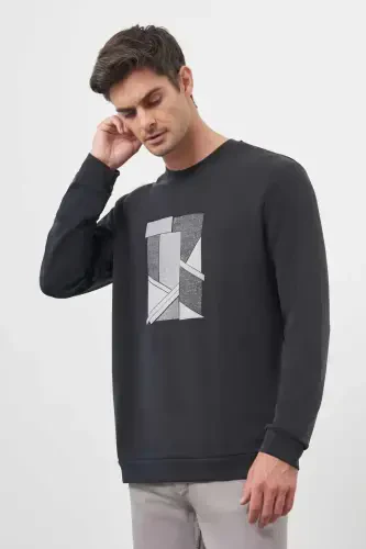 Modazone Men's Black Trend Crew Neck Sweatshirt - 4