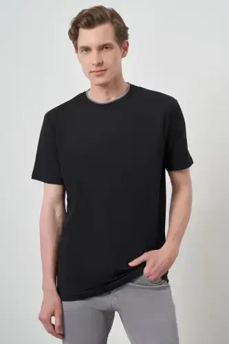 Modazone Men's Black Trend Crew Neck T-Shirt - 1