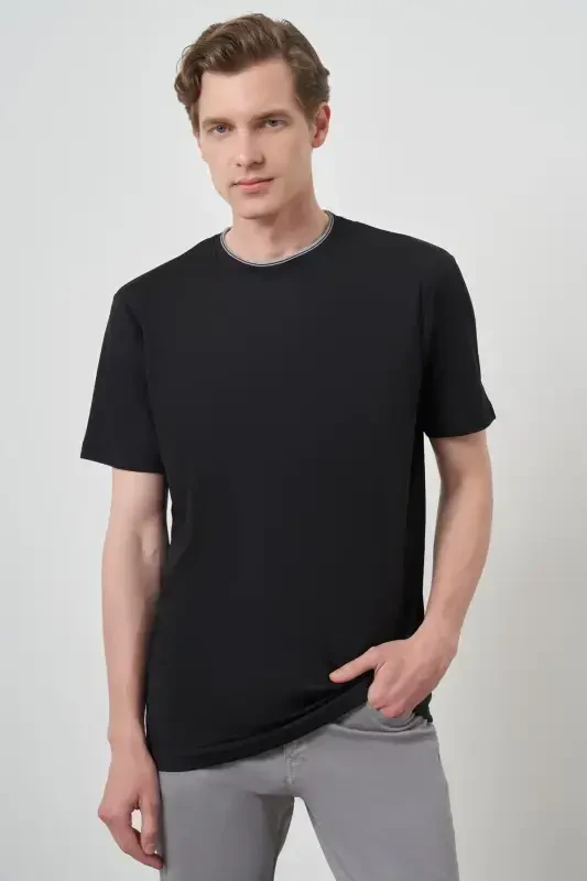 Modazone Men's Black Trend Crew Neck T-Shirt - MORVEN