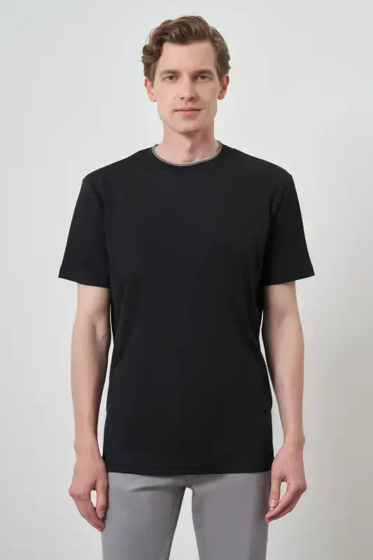 Modazone Men's Black Trend Crew Neck T-Shirt - 3