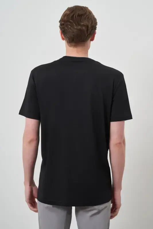 Modazone Men's Black Trend Crew Neck T-Shirt - 4
