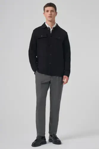 Modazone Men's Black Trend Hooded Cardigan with Pockets and Buttons - 3