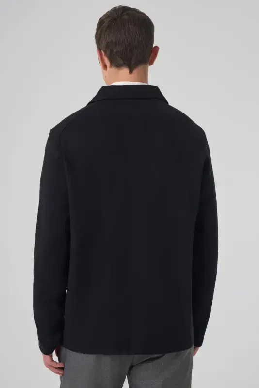 Modazone Men's Black Trend Hooded Cardigan with Pockets and Buttons - 5