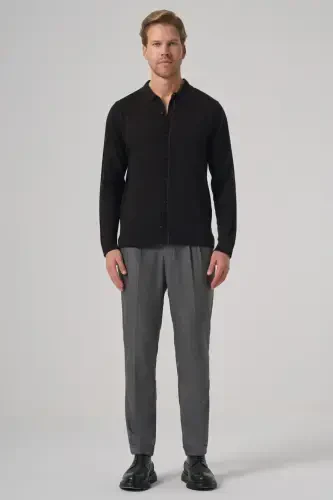 Modazone Men's Black Trend Polo Neck Shirt Knitwear - 4