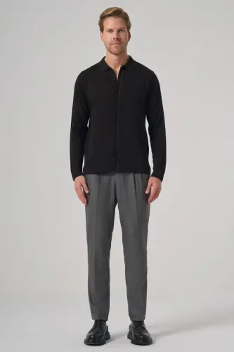 Modazone Men's Black Trend Polo Neck Shirt Knitwear - 4