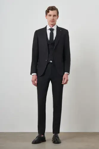 Modazone Men's Black Trend Vest Slim Fit Pointed Collar Suit - 4