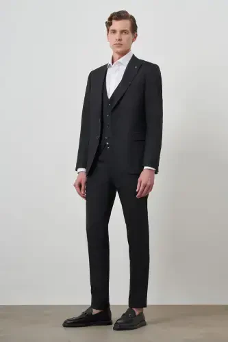 Modazone Men's Black Trend Vest Slim Fit Pointed Collar Suit - 5