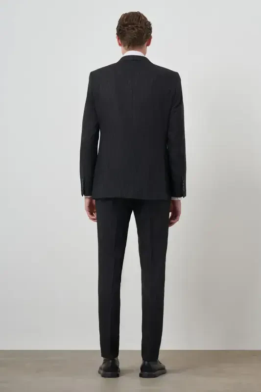 Modazone Men's Black Trend Vest Slim Fit Pointed Collar Suit - 6