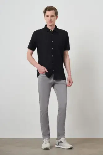 Modazone Men's Black Trendy Apache Collar Short Sleeve Shirt - 2