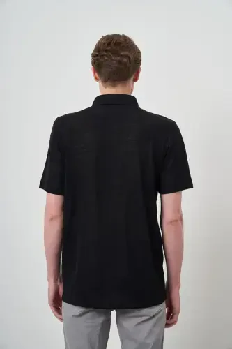 Modazone Men's Black Trendy Apache Collar Short Sleeve Shirt - 5