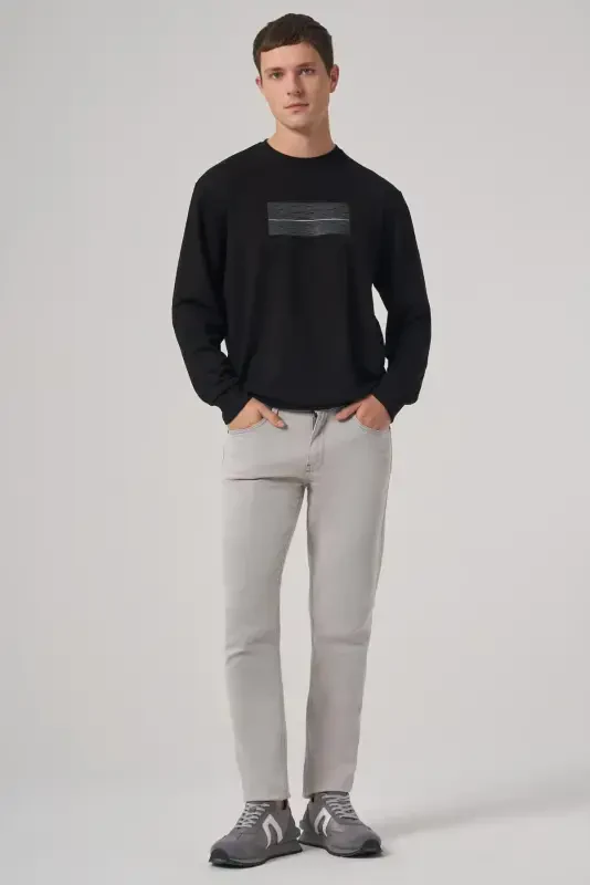 Modazone Men's Black Trendy Printed Crew Neck Sweatshirt - 4