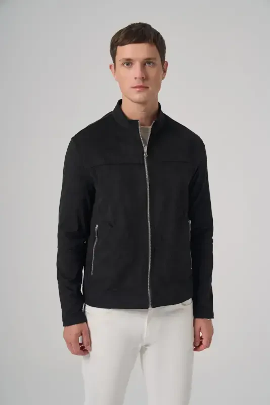 Modazone Men's Black Trendy Spring Dual-Sided Suede Jacket - 1