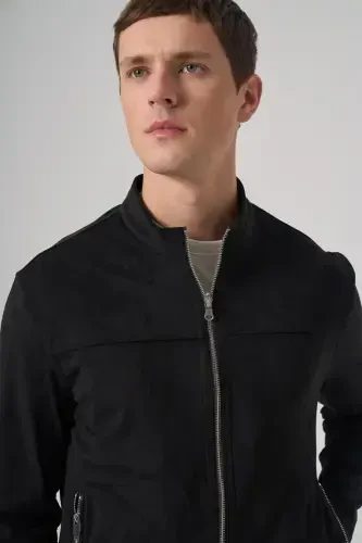 Modazone Men's Black Trendy Spring Dual-Sided Suede Jacket - 2