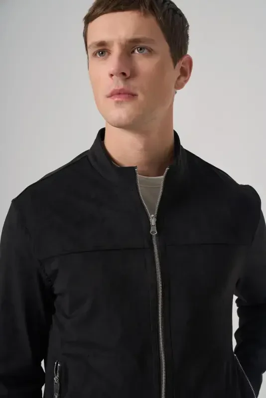 Modazone Men's Black Trendy Spring Dual-Sided Suede Jacket - 2