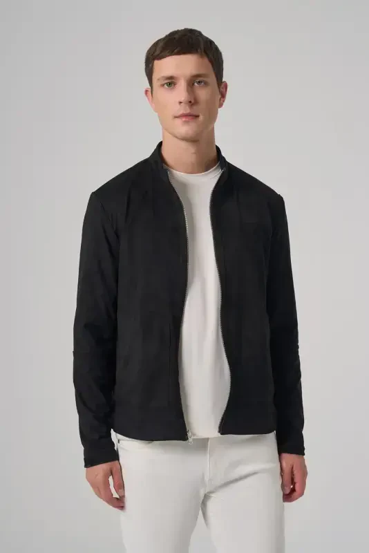 Modazone Men's Black Trendy Spring Dual-Sided Suede Jacket - 5