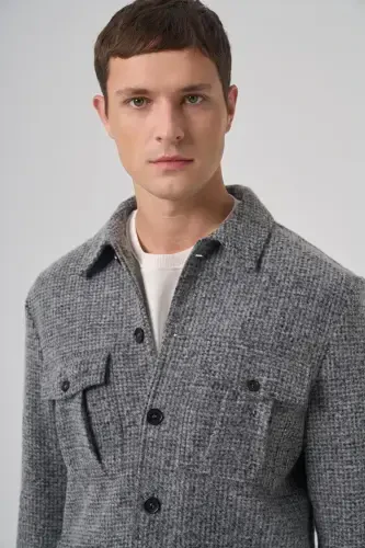 Modazone Men's Black Trendy Wool Dynamic Fit Shirt Jacket - 3