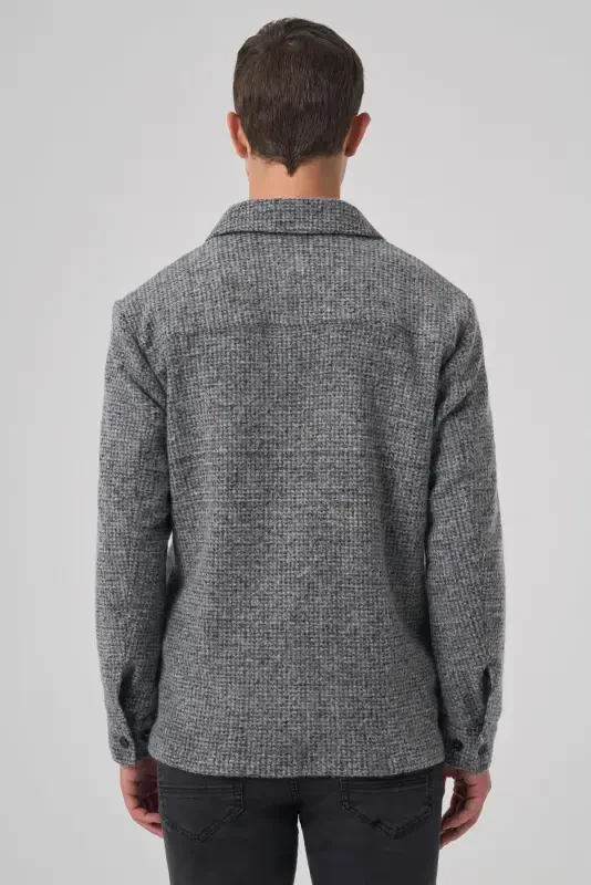 Modazone Men's Black Trendy Wool Dynamic Fit Shirt Jacket - 5