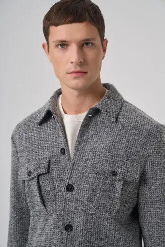 Modazone Men's Black Trendy Wool Dynamic Fit Shirt Jacket - 3