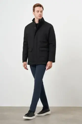 Modazone Men's Black Wagon Snap Fastened Hooded Dynamic Fit Relaxed Fit Jacket - 4