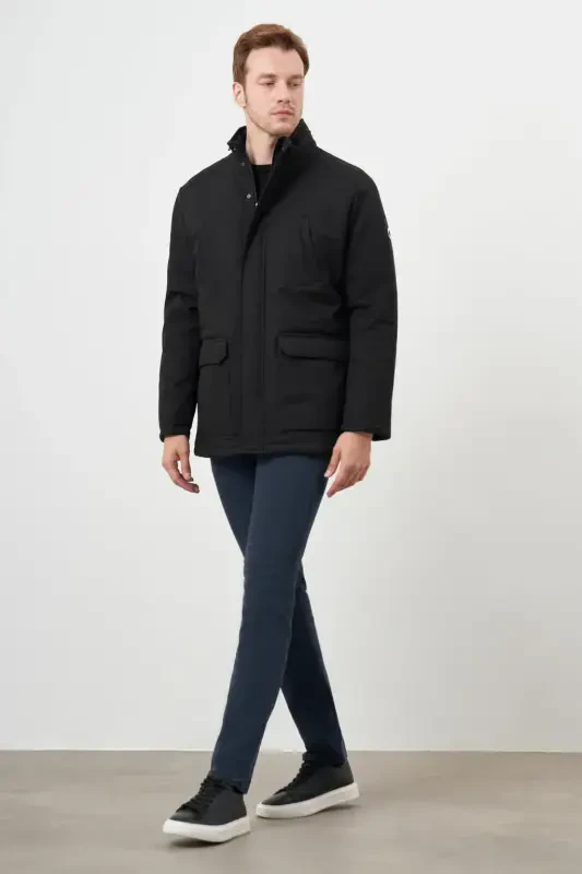 Modazone Men's Black Wagon Snap Fastened Hooded Dynamic Fit Relaxed Fit Jacket - 4