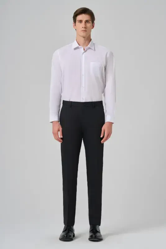 Modazone Men's Black Wool Basic Plain Dynamic Fit Trousers - 4