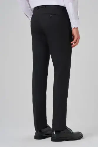 Modazone Men's Black Wool Basic Plain Dynamic Fit Trousers - 5