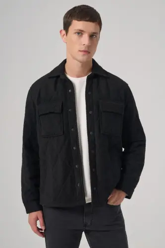 Modazone Men's Black Wool Dynamic Fit Barber Collar Coat - 3