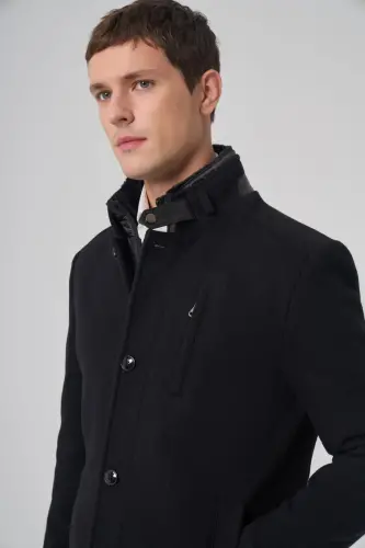 Modazone Men's Black Wool Dynamic Fit Removable Insole Coat - MORVEN (1)