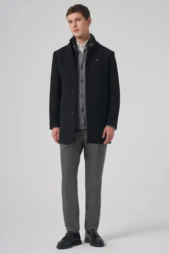 Modazone Men's Black Wool Dynamic Fit Removable Insole Coat - 3