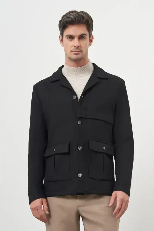 Modazone Men's Black Wool Worker Jacket - MORVEN