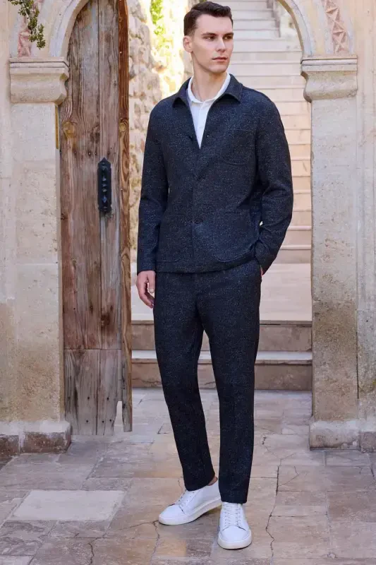 Modazone Men's Black Woolly Berber Collar Bag Pockets Shirt - 3