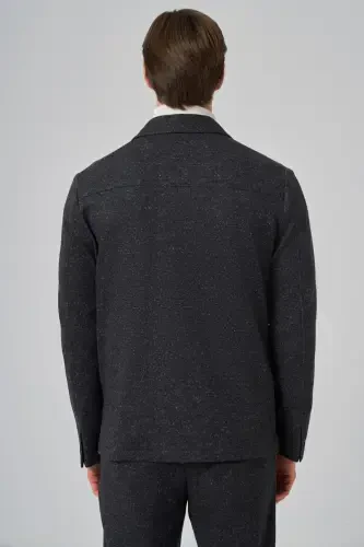 Modazone Men's Black Woolly Berber Collar Bag Pockets Shirt - 8