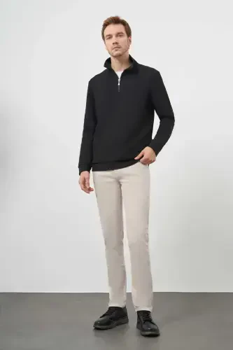Modazone Men's Black Zippered Mock Neck Sweatshirt - 4