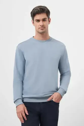 Modazone Men's Blue Basic Crew Neck Sweatshirt - MORVEN (1)