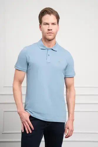 Modazone Men's Blue Basic Polo Neck Dynamic Fit T-Shirt - 3